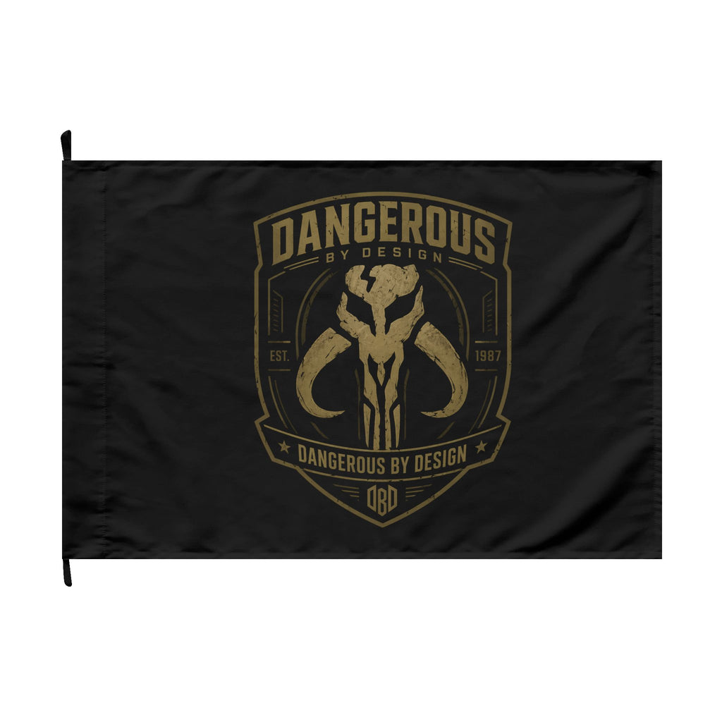 Dangerous by Design Mythosaur Creed Flag — Double-Sided Black Flag